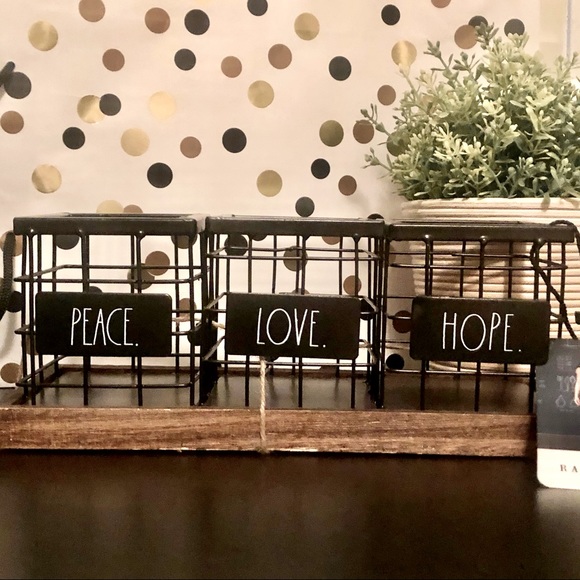 Rae Dunn PEACE., LOVE., HOPE. desk organizer set